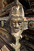 Bagan Myanmar. Sulamani temple. Makara, ogres and other stucco ornaments.